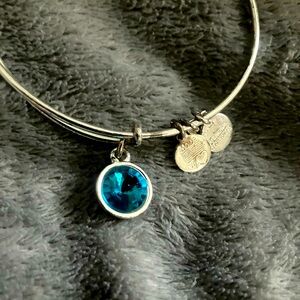 Alex & Ani Energy Bracelet Aquamarine March Gem Birthstone Silver Toned